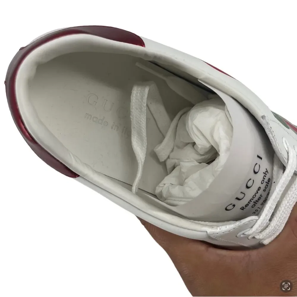 Gucci Ace Sneakers Men’s 7 White Metallic Leather Interlocking G New with Box - Picture 9 of 12